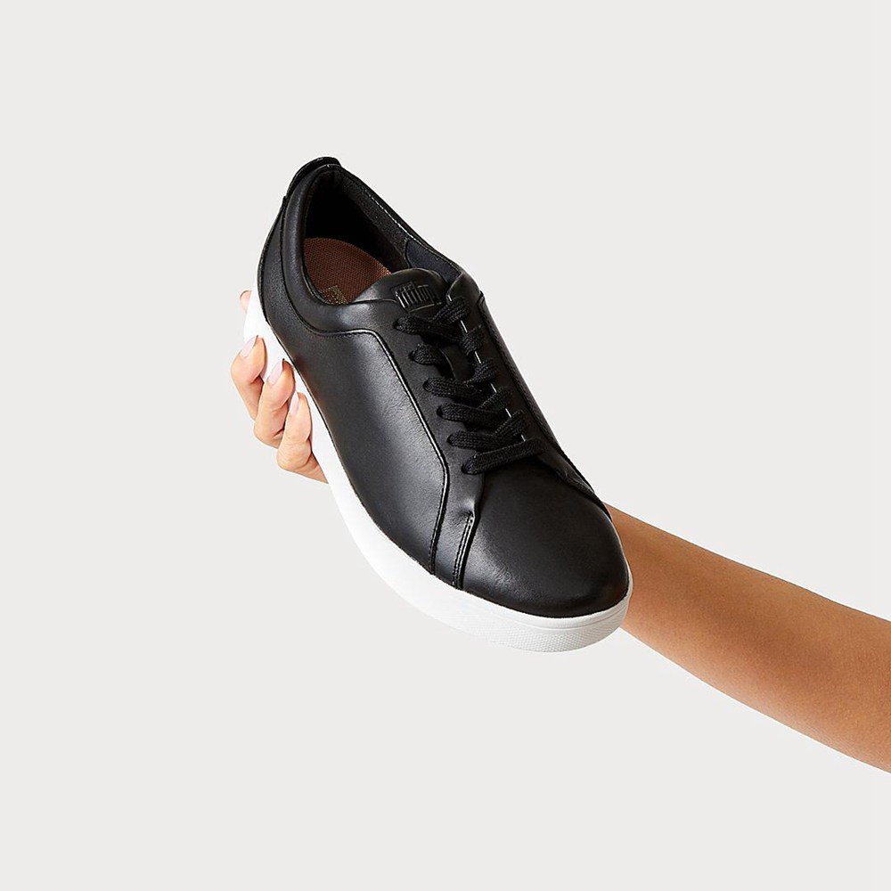 Fitflop Philippines - Fitflop Womens Sneakers Black - Fitflop Rally Leather Sale